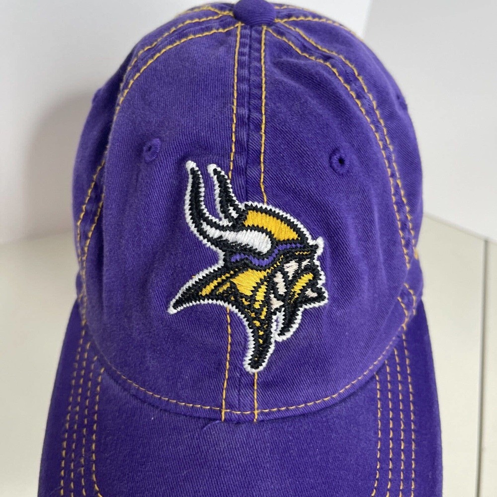 NFL Reebok Minnesota Vikings Reebok Purple Yellow Stitch Hat Cap Authentic - Picture 3 of 12